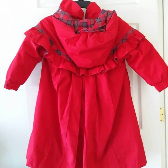 Rothschild Red Winter Dress Coat Girl Plaid Trim 7 - Picture 6 of 8